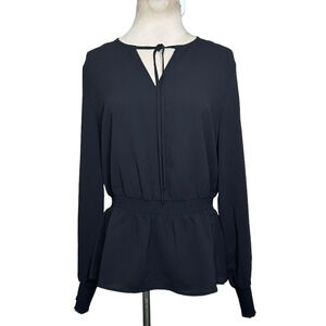 Alfani black long sleeves peplum blouse size Medium